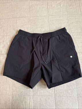 Black Drawstring Nylon Shorts, Size Large